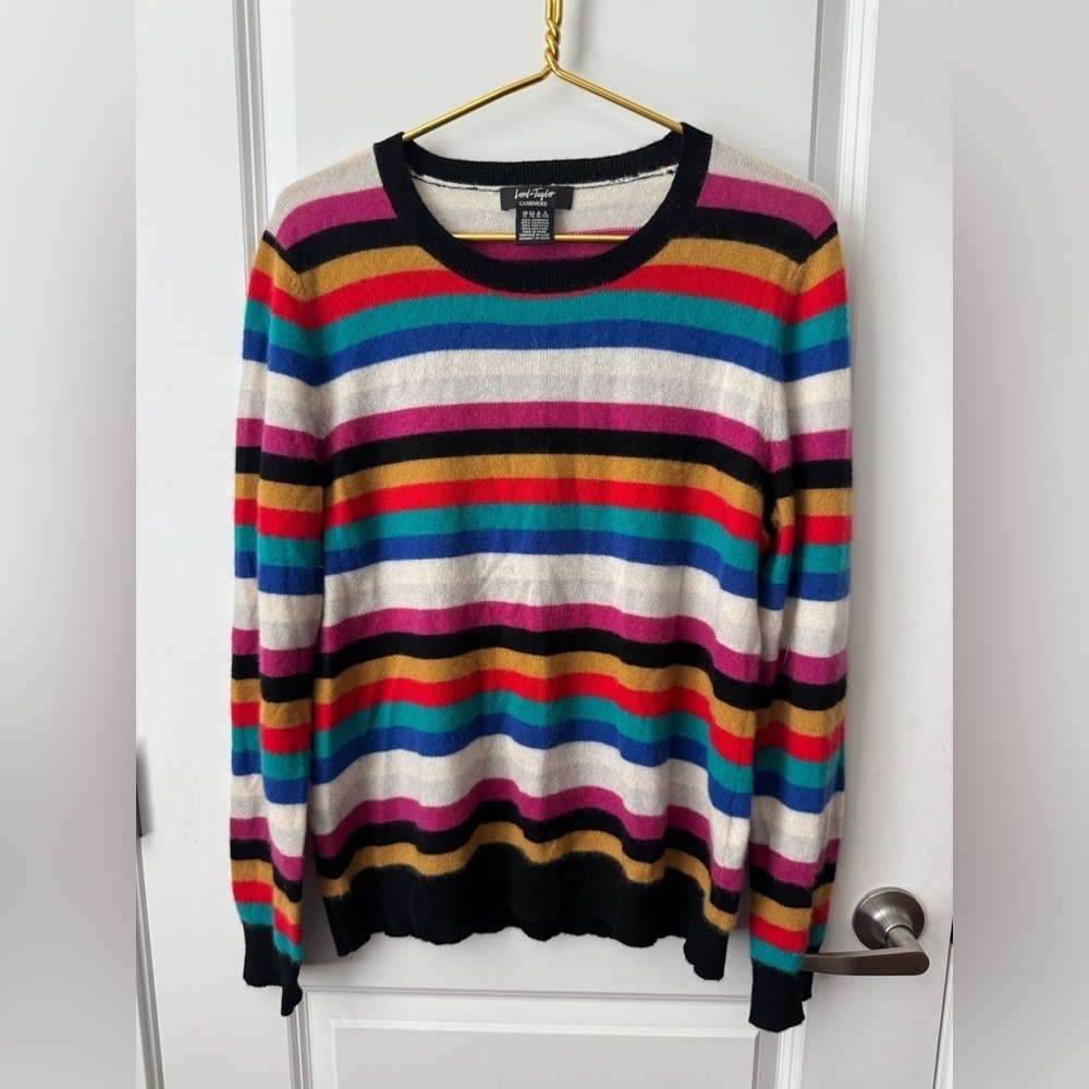 Lord and Taylor Cashmere Striped Sweater